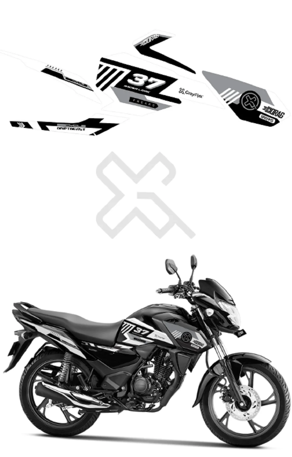 SP 37 Edition Half Body Sticker Compatible with Shine SP 125 | Made In Premium Gloss Vinyl With FPF(Fade Protection Film), Water Proof, Precut Sticker, Pack Of 1 Compatible with Both Side